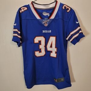 NFL On Field Bills Thomas Blue Women's Football Jersey - L